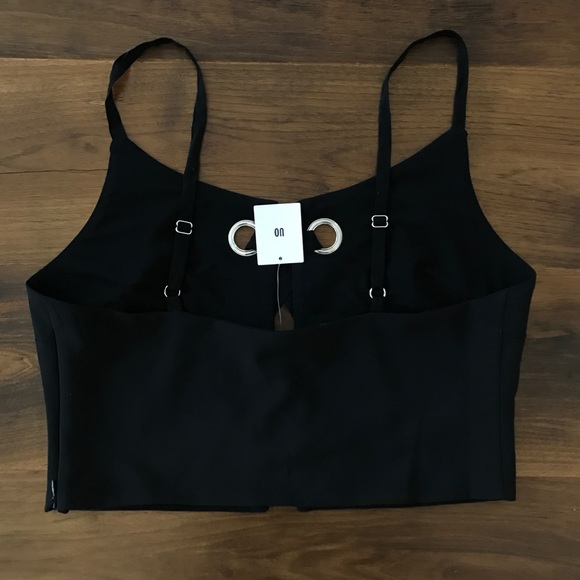 NWT UO Lace Up Cropped Cami Amour Black - Picture 5 of 8